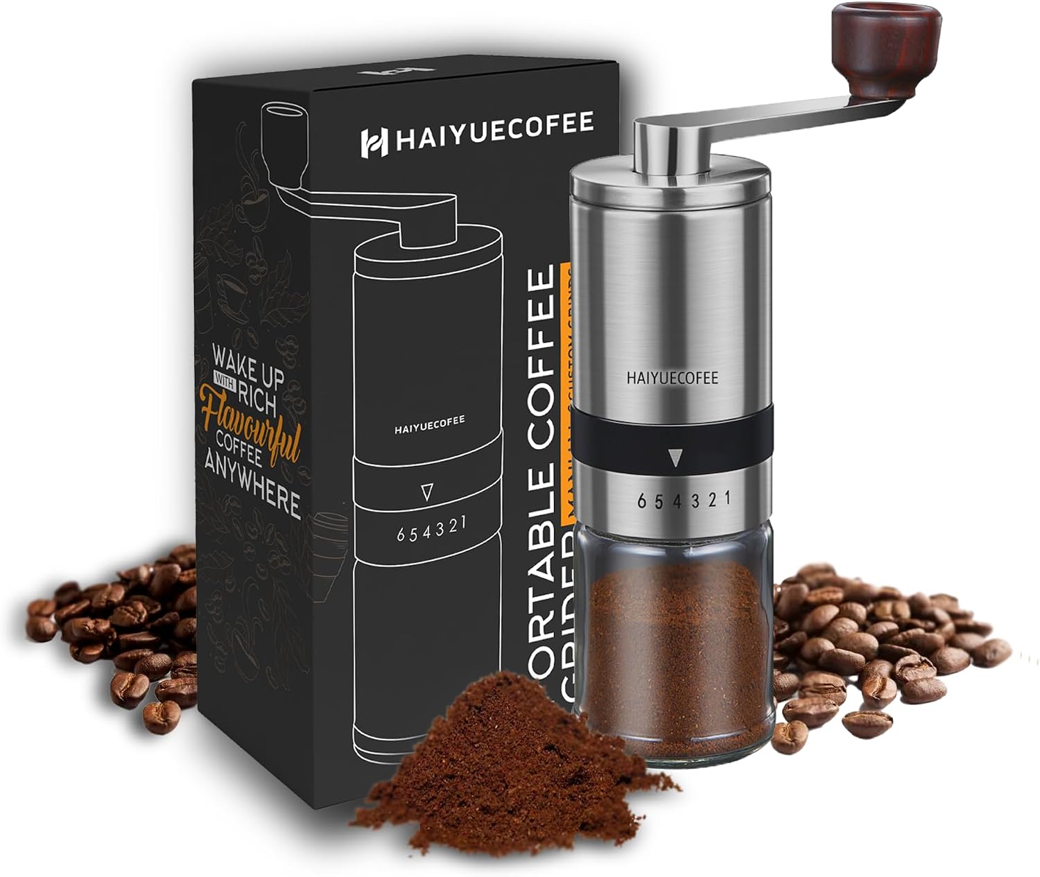 Coffee Grinder Burr - Manual Coffee Grinder with 6 Adjustable