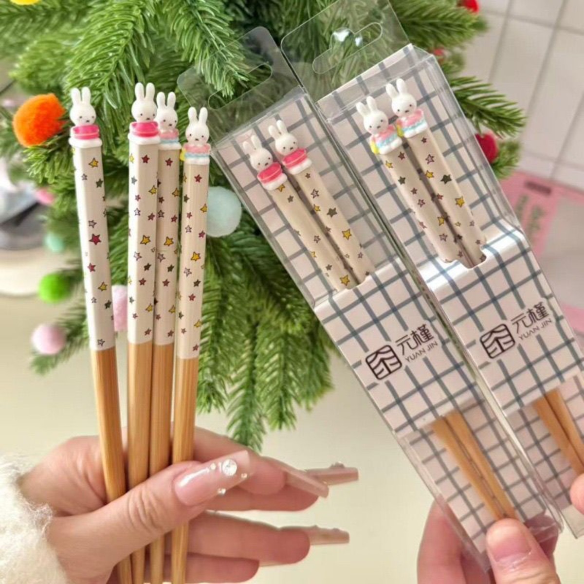 Kawaii Miffy Rabbit Chopsticks - مراجعة Kitchen Appliances Set وسعره