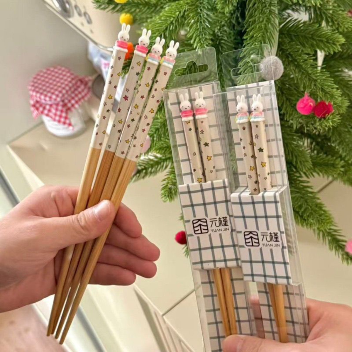 Kawaii Miffy Rabbit Chopsticks - مراجعة Kitchen Appliances Set وسعره