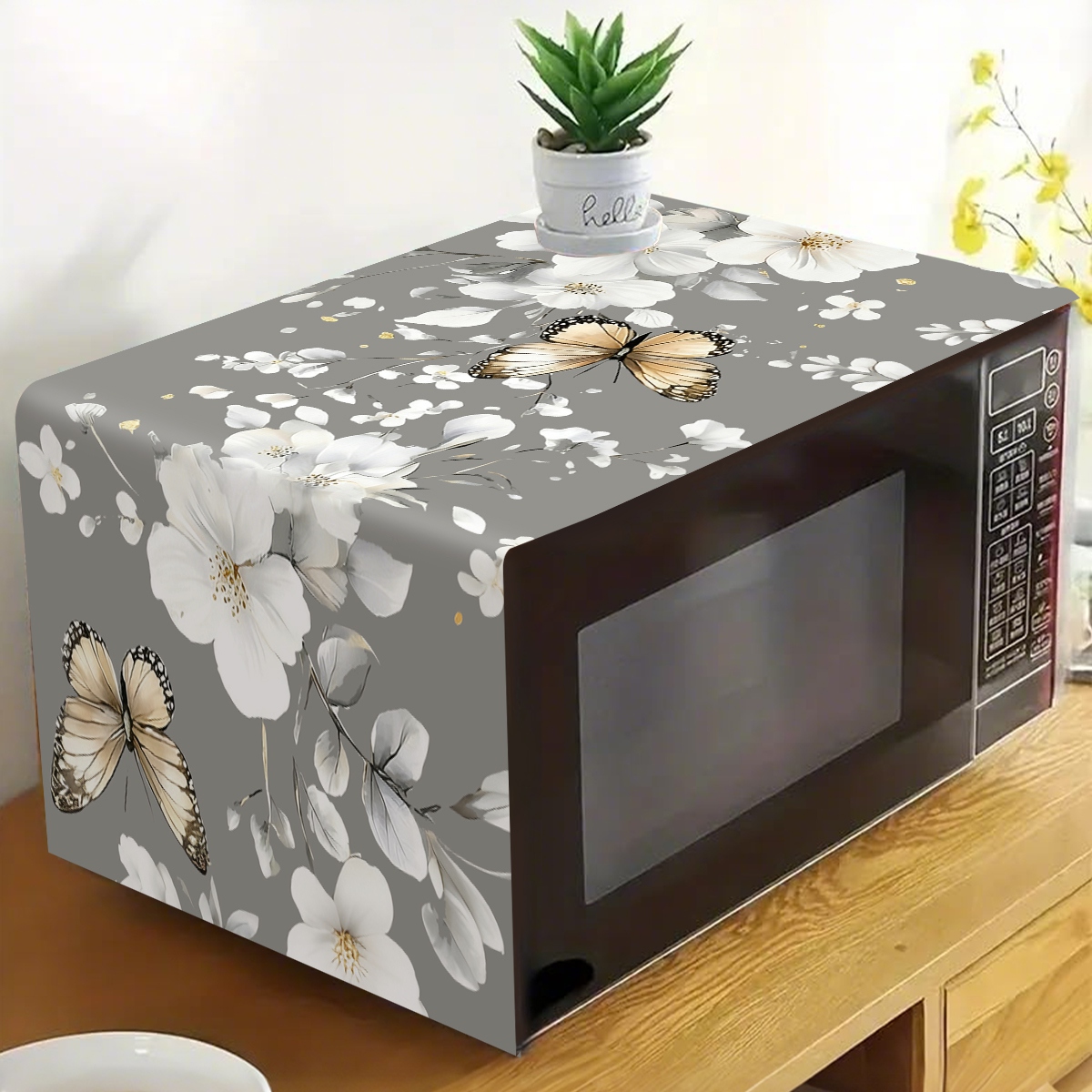 1pc  White Flower Microwave Du - مراجعة Kitchen Appliances White وسعره