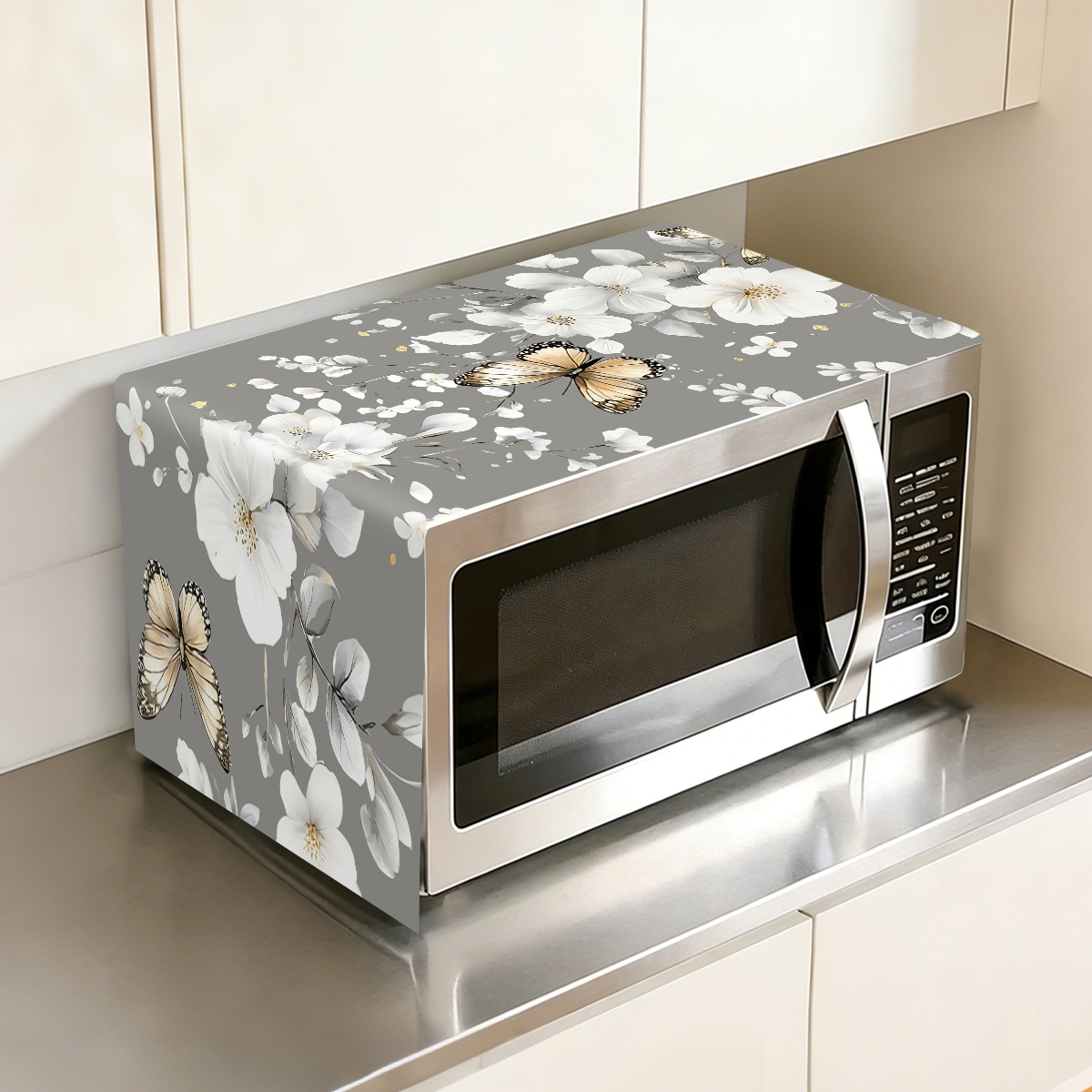 1pc  White Flower Microwave Du - مراجعة Kitchen Appliances White وسعره