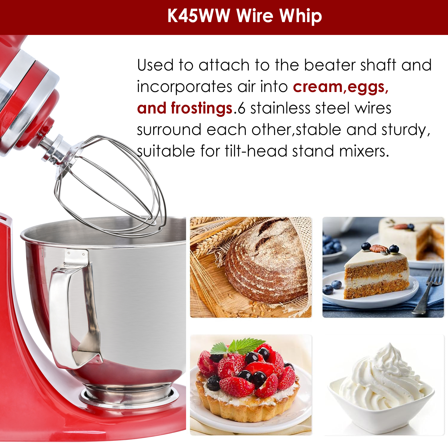 K45WW Steel Wire Whip for Kitc - مراجعة Kitchen Appliances Kitchenaid وسعره