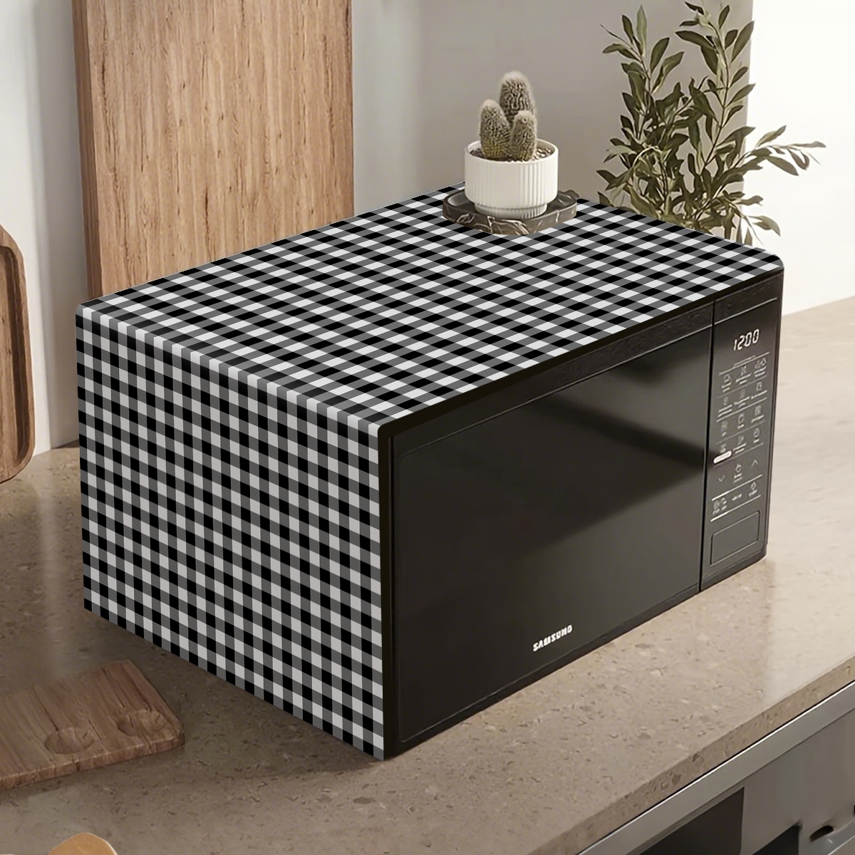 Black White Plaid Microwave Ov - مراجعة Kitchen Appliances White وسعره