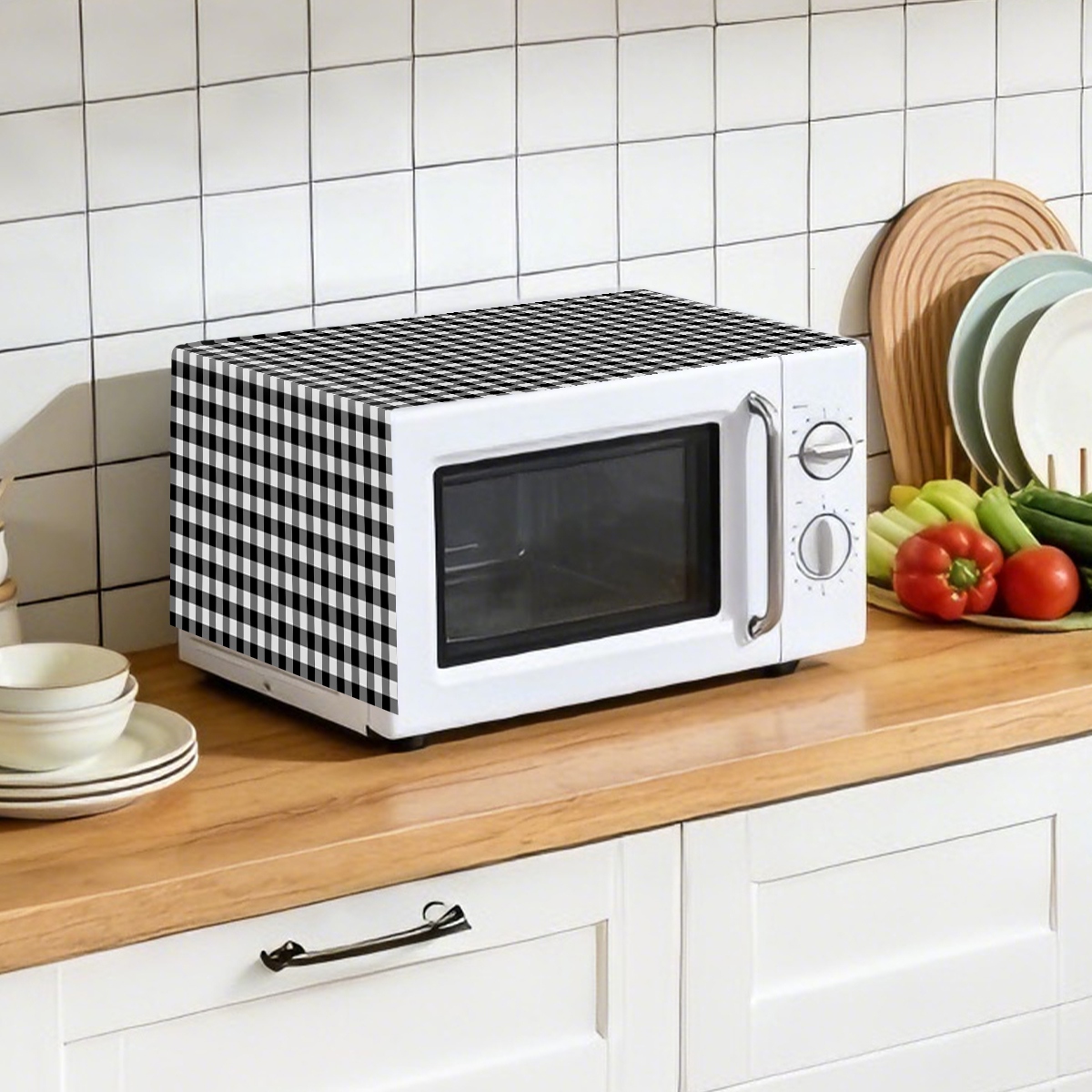 Black White Plaid Microwave Ov - مراجعة Kitchen Appliances White وسعره