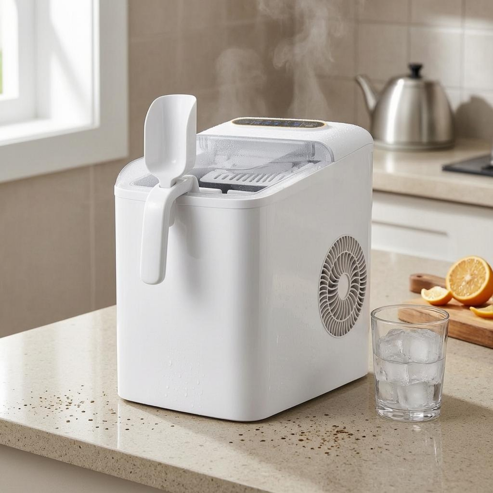 Compact Ice Maker Automatic Wh - مراجعة Kitchen Appliances White وسعره